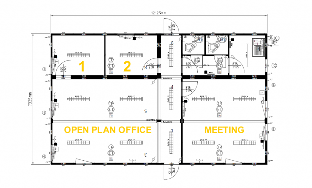 modular building 40x24ft office open plan 1